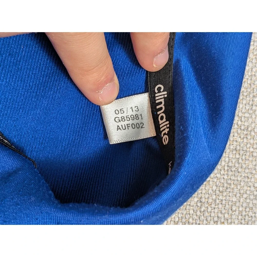 Adidas Climalite Track Jacket Mens L Royal Blue Black 3-Stripe Full Zip Gym